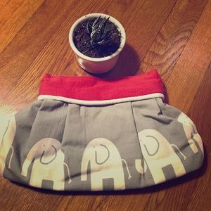 Elephant fabric clutch.